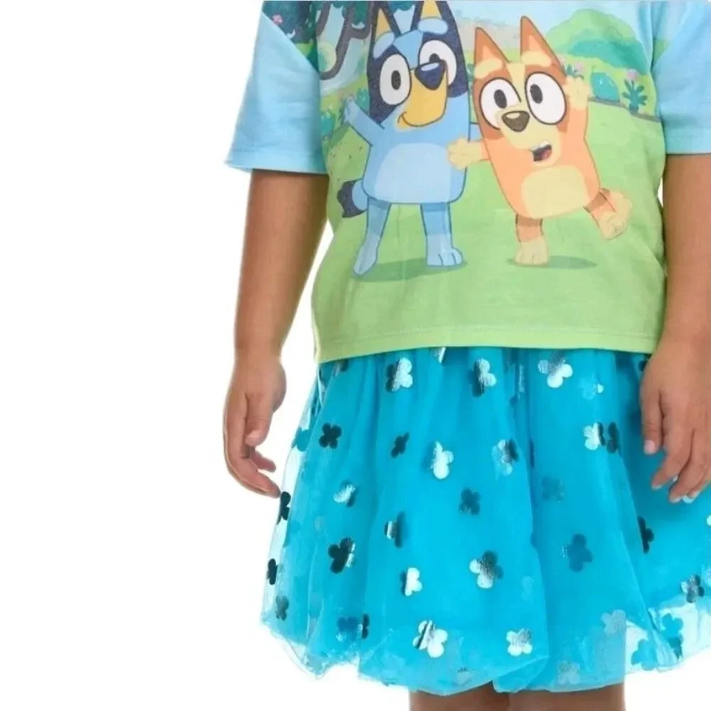Bluey 3pc Tutu Set Embroidered Full Zip Hoodie + Tee + Foiled Tutu Skirt